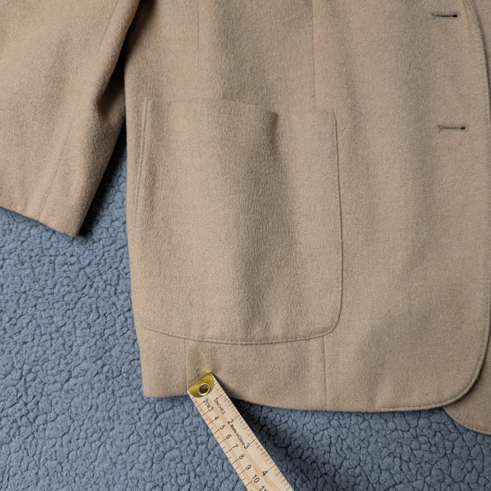 Vintage Lauren Ralph Lauren Women Blazer Leather Buttons Camel Hair 16W Preppy - Picture 13 of 14